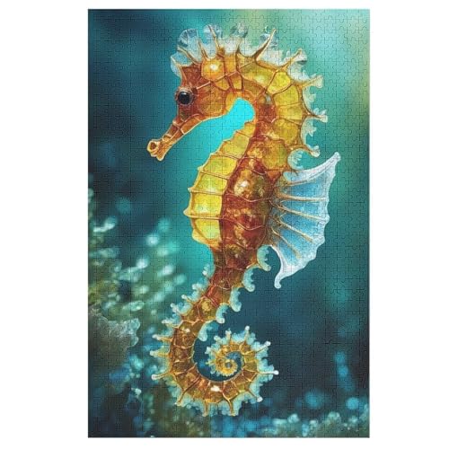 Puzzle Seahorse, 1000 Puzzleteile Für Kinder, Holzpuzzles, Geeignet Für Erwachsene Lernspiel, （78×53cm） von AASWSWW