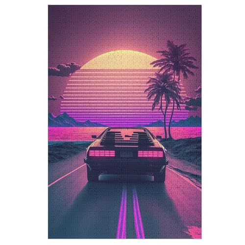 Puzzle Voiture néon, 1000 Puzzleteile Für Kinder, Holzpuzzles, Geeignet Für Erwachsene Lernspiel, （78×53cm） von AASWSWW