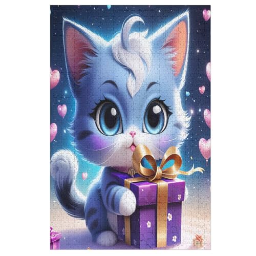 Puzzles Animal Cute Katze, 1000-teiliges Holzpuzzle Für Erwachsene Und Kinder Ab 12 Jahren. Tolles Geschenk Für Erwachsene （78×53cm） von AASWSWW