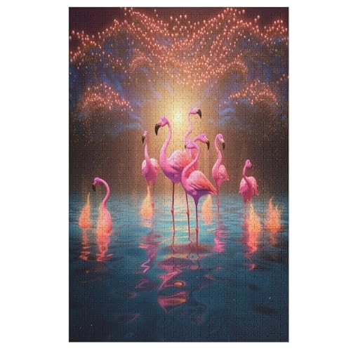 Puzzles Animal Flamingo, 1000 Teile, Puzzle Aus Holz Für Erwachsene Und Kinder Ab 12 Jahren, Lernspielzeug （78×53cm） von AASWSWW