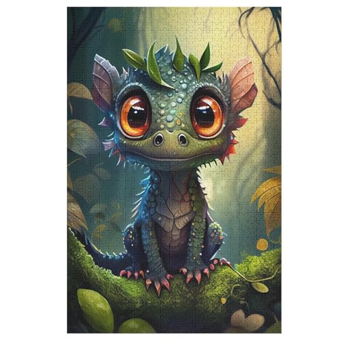 Puzzles Cute Drache, 1000 Teile, Puzzle Aus Holz Für Erwachsene Und Kinder Ab 12 Jahren, Lernspielzeug （78×53cm） von AASWSWW