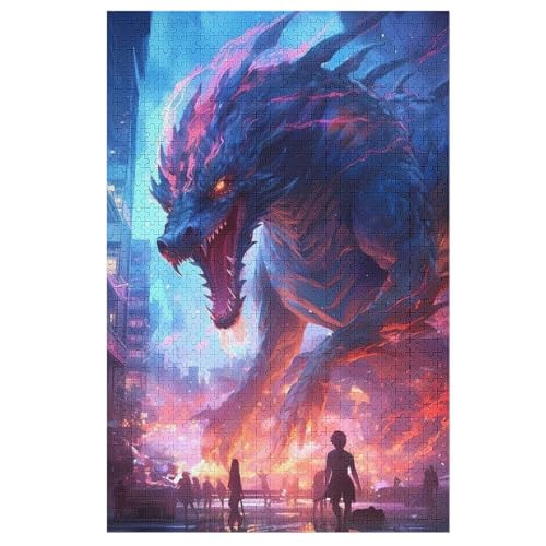 Puzzles Drache, 1000 Teile, Puzzle Aus Holz Für Erwachsene Und Kinder Ab 12 Jahren, Lernspielzeug （78×53cm） von AASWSWW