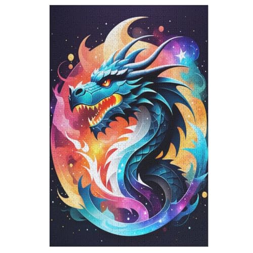 Puzzles Drache, 1000 Teile, Puzzle Aus Holz Für Erwachsene Und Kinder Ab 12 Jahren, Lernspielzeug （78×53cm） von AASWSWW