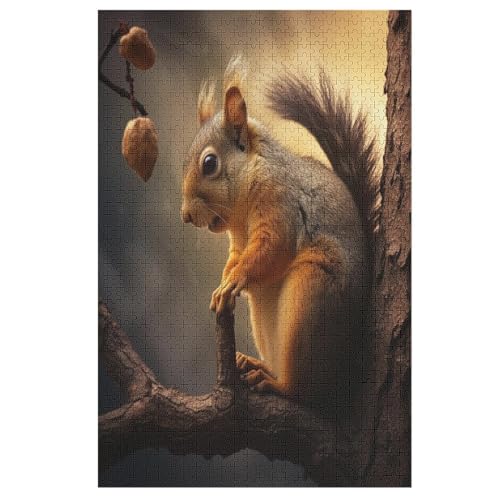 Puzzles Eichhörnchen, 1000 Teile, Puzzle Aus Holz Für Erwachsene Und Kinder Ab 12 Jahren, Lernspielzeug （78×53cm） von AASWSWW