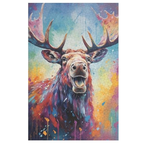 Puzzles Elch, 1000 Teile, Puzzle Aus Holz Für Erwachsene Und Kinder Ab 12 Jahren, Lernspielzeug （78×53cm） von AASWSWW
