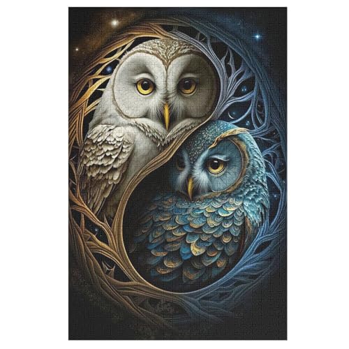 Puzzles Eule, 1000 Teile, Puzzle Aus Holz Für Erwachsene Und Kinder Ab 12 Jahren, Lernspielzeug （78×53cm） von AASWSWW
