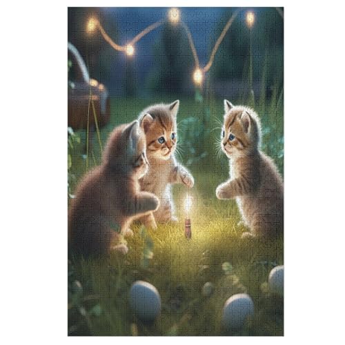 Puzzles Für Erwachsene, 1000 Teile, Animal Katze, Kreative Holzpuzzles, Praktisches Spiel, Familiendekoration （78×53cm） von AASWSWW