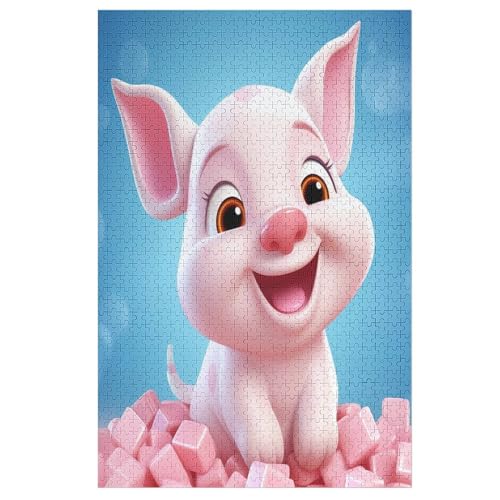 Puzzles Für Erwachsene, 1000 Teile, Animal süßes Schwein, Kreative Holzpuzzles, Praktisches Spiel, Familiendekoration （78×53cm） von AASWSWW