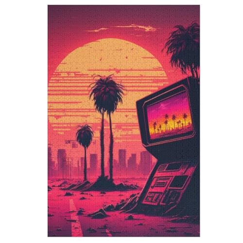 Puzzles Für Erwachsene, 1000 Teile, Art néon, Kreative Holzpuzzles, Praktisches Spiel, Familiendekoration （78×53cm） von AASWSWW