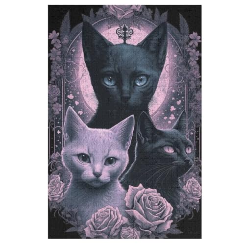 Puzzles Für Erwachsene, 1000 Teile, Cute Katze, Kreative Holzpuzzles, Praktisches Spiel, Familiendekoration （78×53cm） von AASWSWW