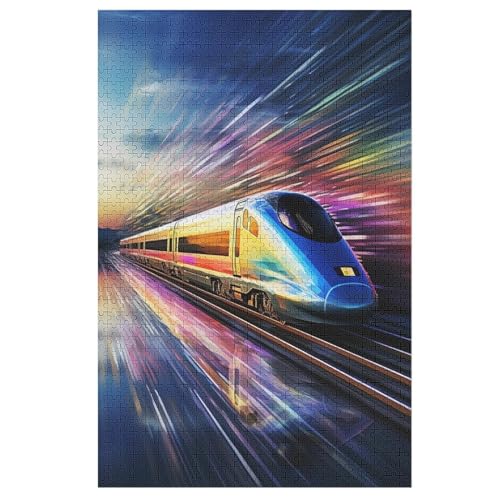 Puzzles Für Erwachsene, 1000 Teile, Express Zug, Kreative Holzpuzzles, Praktisches Spiel, Familiendekoration （78×53cm） von AASWSWW