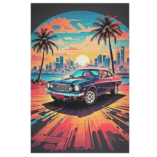 Puzzles Für Erwachsene, 1000 Teile, Voiture néon, Kreative Holzpuzzles, Praktisches Spiel, Familiendekoration （78×53cm） von AASWSWW