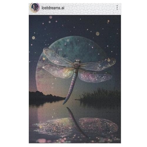 Puzzles Für Erwachsene Drachefly,1000-teilige Puzzle Für Kinder Ab 12 Jahren, Holzpuzzles Für Die Heimdekoration, （78×53cm） von AASWSWW