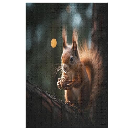 Puzzles Für Erwachsene Eichhörnchen,1000-teilige Puzzle Für Kinder Ab 12 Jahren, Holzpuzzles Für Die Heimdekoration, （78×53cm） von AASWSWW