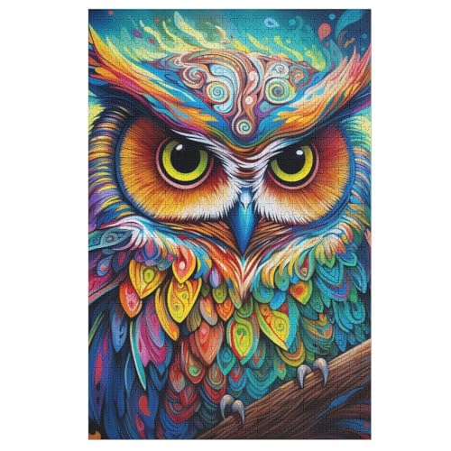 Puzzles Für Erwachsene Eule,1000-teilige Puzzle Für Kinder Ab 12 Jahren, Holzpuzzles Für Die Heimdekoration, （78×53cm） von AASWSWW