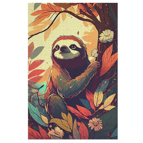 Puzzles Für Erwachsene Faultier,1000-teilige Puzzle Für Kinder Ab 12 Jahren, Holzpuzzles Für Die Heimdekoration, （78×53cm） von AASWSWW