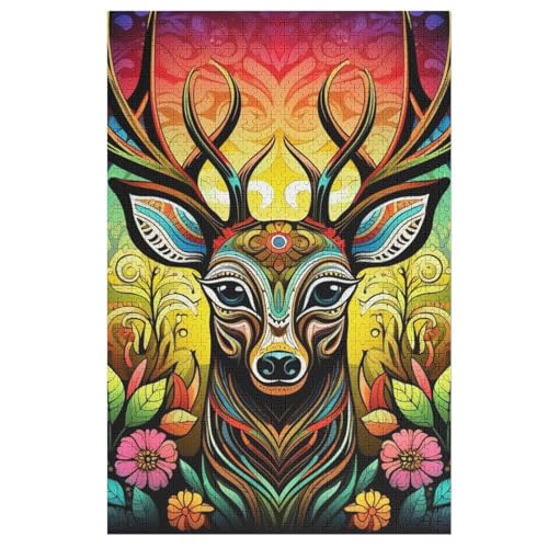 Puzzles Für Erwachsene Hirsch,1000-teilige Puzzle Für Kinder Ab 12 Jahren, Holzpuzzles Für Die Heimdekoration, （78×53cm） von AASWSWW