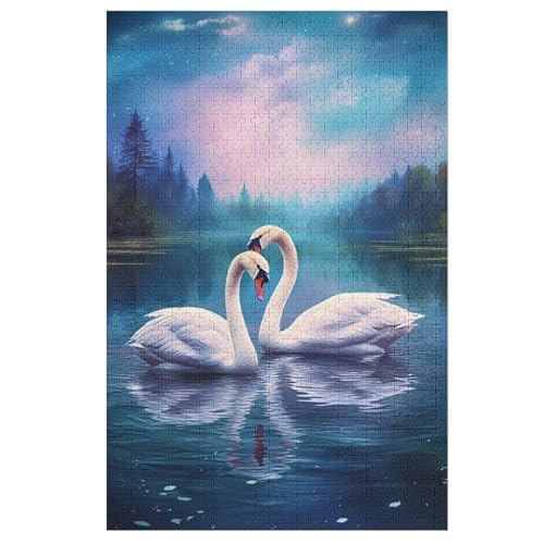 Puzzles Für Erwachsene Schwan,1000-teilige Puzzle Für Kinder Ab 12 Jahren, Holzpuzzles Für Die Heimdekoration, （78×53cm） von AASWSWW