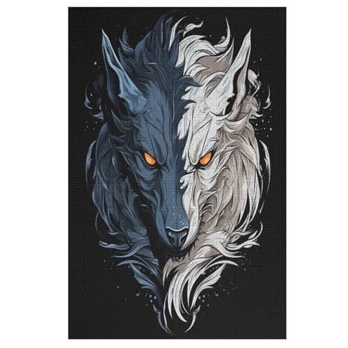 Puzzles Für Erwachsene Wolf,1000-teilige Puzzle Für Kinder Ab 12 Jahren, Holzpuzzles Für Die Heimdekoration, （78×53cm） von AASWSWW
