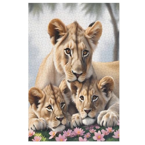Puzzles Löwe, 1000 Teile, Puzzle Aus Holz Für Erwachsene Und Kinder Ab 12 Jahren, Lernspielzeug （78×53cm） von AASWSWW