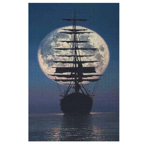 Puzzles Pirate Ship,Boot, 1000 Teile, Puzzle Aus Holz Für Erwachsene Und Kinder Ab 12 Jahren, Lernspielzeug （78×53cm） von AASWSWW