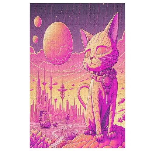 Puzzles Psychedelisch Art, 1000 Teile, Puzzle Aus Holz Für Erwachsene Und Kinder Ab 12 Jahren, Lernspielzeug （78×53cm） von AASWSWW