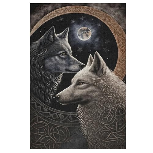 Puzzles Wolf, 1000 Teile, Puzzle Aus Holz Für Erwachsene Und Kinder Ab 12 Jahren, Lernspielzeug （78×53cm） von AASWSWW