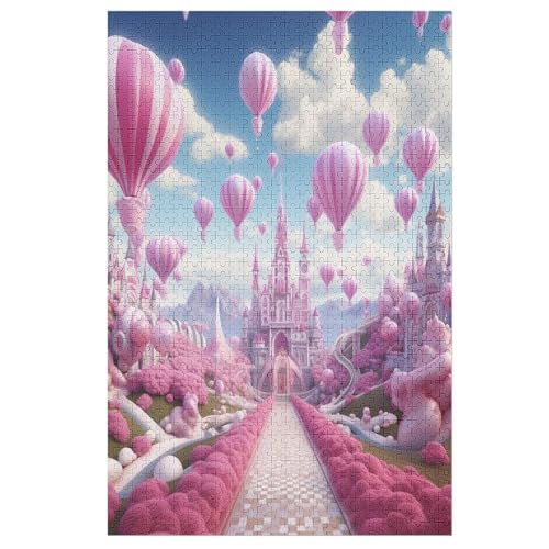 Rosa Schloss Puzzle Für Erwachsene,1000-teiliges Puzzles, Für Kinder,Holzpuzzle,Lernspielzeug, （78×53cm） von AASWSWW