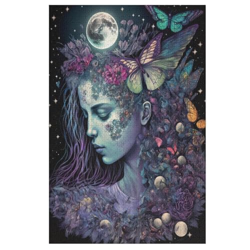 Rose Beautiful Girl 1000 Teile Puzzles Für Erwachsene, Impossible Puzzle, Geschicklichkeitsspiel Für Die Ganze Familie, Kinder Holzpuzzle （78×53cm） von AASWSWW