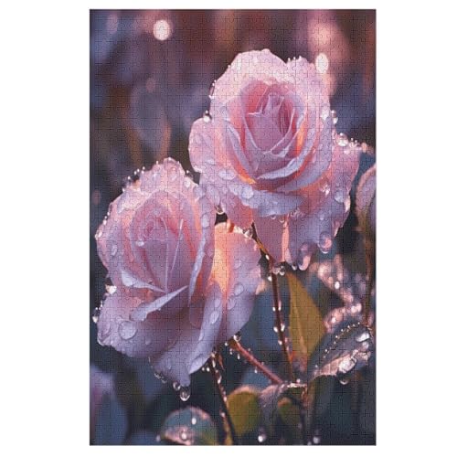 Rose Puzzles 1000 Teile Erwachsener Kniffel Spaß Für Die Ganze Familie, Holzpuzzle Kinder Erwachsene, Impossible Puzzle Schwer （78×53cm） von AASWSWW