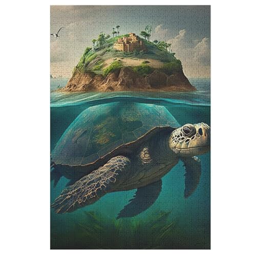 Schildkröte Puzzle Für Erwachsene,1000-teiliges Puzzles, Für Kinder,Holzpuzzle,Lernspielzeug, （78×53cm） von AASWSWW