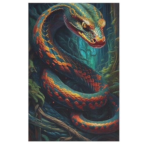 Schlange Puzzles 1000 Teile Für Jugendliche Kreatives Holzpuzzlespielzeug Familienspiel Schwierigkeitsgrad Herausforderungspuzzles （78×53cm） von AASWSWW