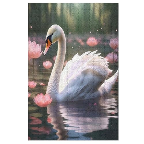 Schwan Holzpuzzle 1000 Teile, Knobelspiele Für Erwachsene, Teenager, Puzzles Unmögliche - Kinder Puzzle Zimmer Deko （78×53cm） von AASWSWW