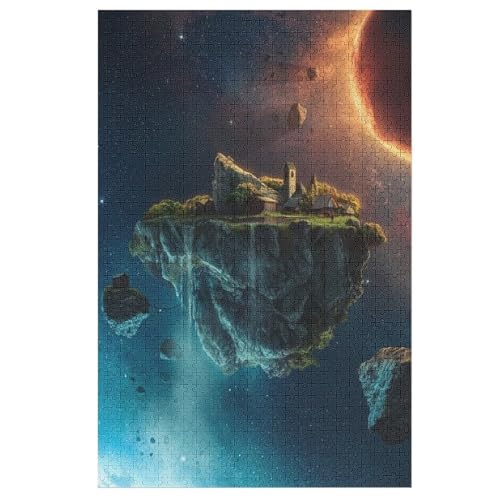 Schwimmende Insel Puzzles 1000 Teile Erwachsener Kniffel Spaß Für Die Ganze Familie, Holzpuzzle Kinder Erwachsene, Impossible Puzzle Schwer （78×53cm） von AASWSWW