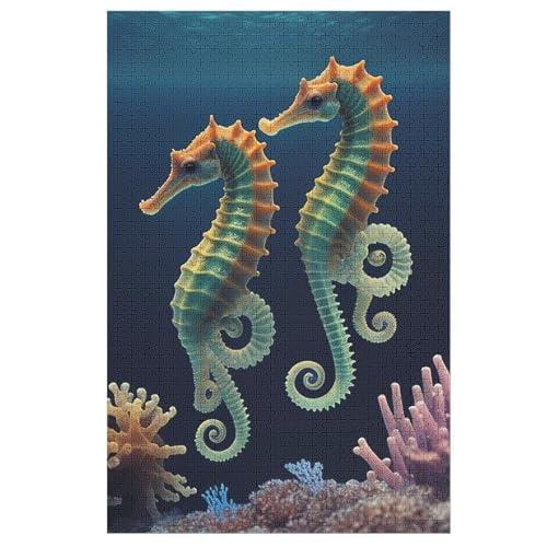 Seahorse Puzzle 1000 Teile, Holzpuzzle Für Erwachsene Kinder, Impossible Puzzles, Geschicklichkeitsspiel Für Die Ganze Familie （78×53cm） von AASWSWW