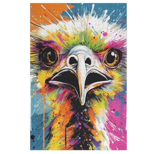 Strauß Puzzle 1000 Teile, Holzpuzzle Für Erwachsene Kinder, Impossible Puzzles, Geschicklichkeitsspiel Für Die Ganze Familie （78×53cm） von AASWSWW