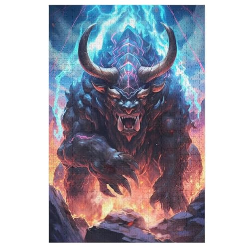 Taureau Puzzle 1000 Teile, Holzpuzzle Für Erwachsene Kinder, Impossible Puzzles, Geschicklichkeitsspiel Für Die Ganze Familie （78×53cm） von AASWSWW