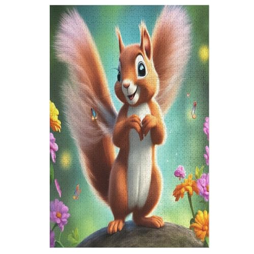 Tier Eichhörnchen -Puzzle, 1000 Teile,Holzpuzzle Für Erwachsene Kinder, Lustiges Spielzeug, Denkspiel, Bildungsspiel, （78×53cm） von AASWSWW