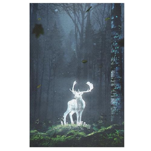 Tier Hirsch 1000 Teile Premium-Puzzles Für Erwachsene Kinder- Holzpuzzles Spaß Und Lernspiele - Perfekte Puzzle-Geschenke （78×53cm） von AASWSWW