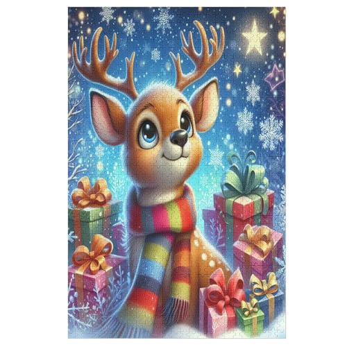 Tier Hirsch 1000 Teile Puzzles, Wood Craft, Hochwertiges Modernes Puzzle, DIY, Für Erwachsene Und Kinder Ab 12 Jahren, （78×53cm） von AASWSWW