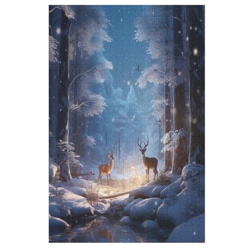 Tier Hirsch Holzpuzzle - 1000 Teiliges Jigsaw Knobelspiel - Puzzle Für Erwachsene & Kinder - Outdoor & Reisespielzeug （78×53cm） von AASWSWW