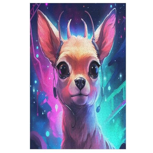 Tier Hirsch Puzzle 1000 Teile, Holzpuzzle Herausforderndes Geschicklichkeitsspiel Für Die Ganze Familie, Kinder Erwachsenenpuzzle Ab 12 Jahren （78×53cm） von AASWSWW