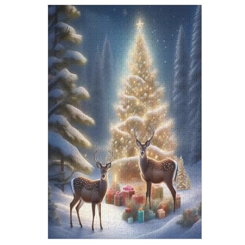 Tier Hirsch Puzzles Für Erwachsene, 1000-teiliges Holzpuzzle, Geeignet Für Kinder Ab 12 Jahren, Die Pädagogische Puzzle Lernen （78×53cm） von AASWSWW