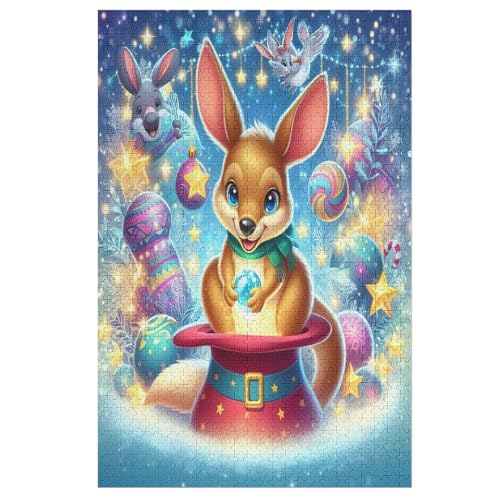 Tier Känguru Puzzles 1000 Teile Erwachsener Kniffel Spaß Für Die Ganze Familie, Holzpuzzle Kinder Erwachsene, Impossible Puzzle Schwer （78×53cm） von AASWSWW