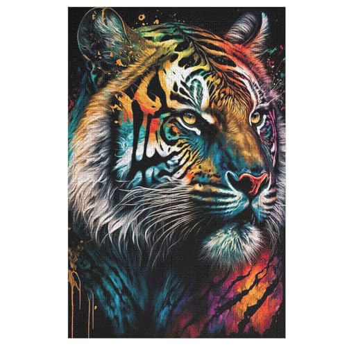 Tiger Holzpuzzle 1000 Teile Klassische Puzzles Erwachsene Kinder Puzzle DIY Kit Holzspielzeug Einzigartiges Geschenk （78×53cm） von AASWSWW