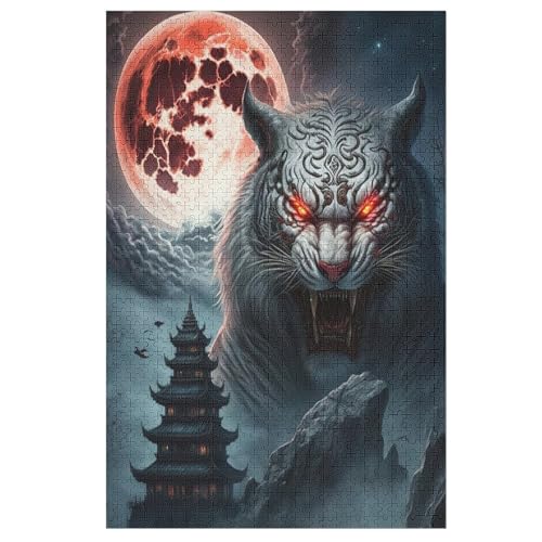 Tiger Puzzles 1000 Teile Erwachsener Kniffel Spaß Für Die Ganze Familie, Holzpuzzle Kinder Erwachsene, Impossible Puzzle Schwer （78×53cm） von AASWSWW