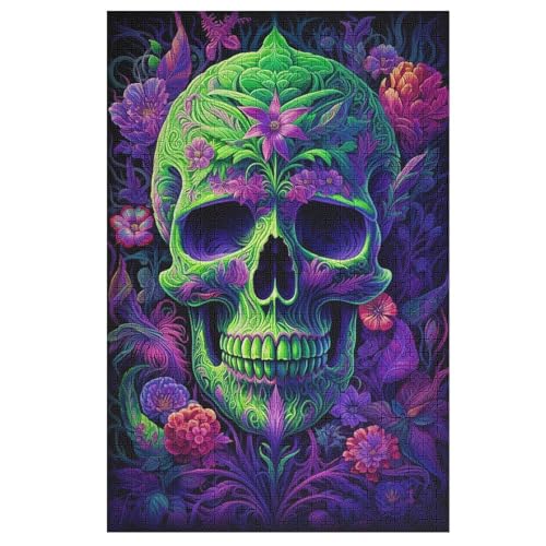 Totenkopf 1000 Teile Puzzles Für Erwachsene Holzpuzzle Familienpuzzlespiel Stressabbau-Puzzle Für Kinder Ab 12 Jahren （78×53cm） von AASWSWW