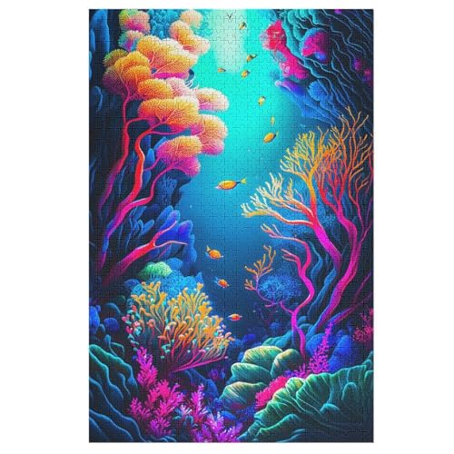 Unterwasserwelt 1000 Teile Puzzles Für Erwachsene, Impossible Puzzle, Geschicklichkeitsspiel Für Die Ganze Familie, Kinder Holzpuzzle （78×53cm） von AASWSWW