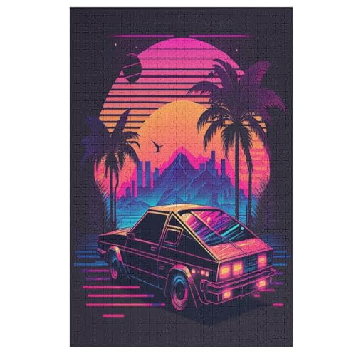 Voiture néon Holzpuzzle 1000 Teile Klassische Puzzles Erwachsene Kinder Puzzle DIY Kit Holzspielzeug Einzigartiges Geschenk （78×53cm） von AASWSWW