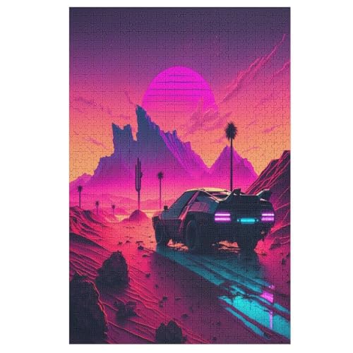 Voiture néon Puzzles 1000 Teile Erwachsener Kniffel Spaß Für Die Ganze Familie, Holzpuzzle Kinder Erwachsene, Impossible Puzzle Schwer （78×53cm） von AASWSWW